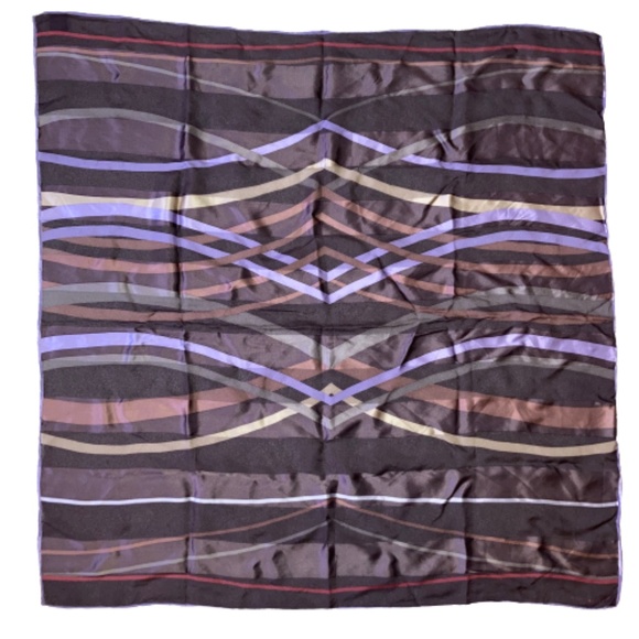 MARJA KURKI scarf PURE SILK lavender and brown - Picture 1 of 3